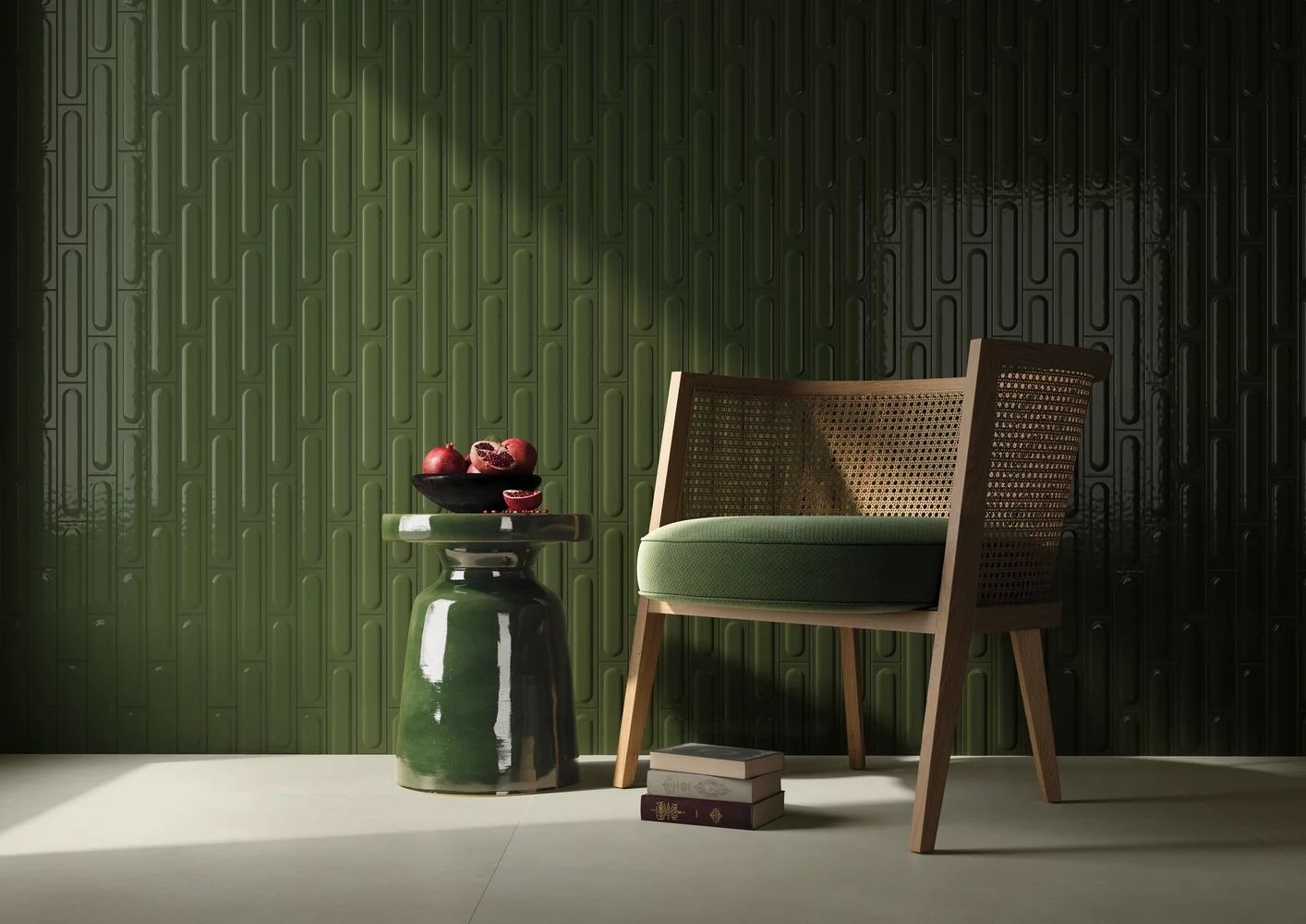 Paradyż Monpelli Olive Struktura A płytka ścienna 29,8x6,5 cm zielona