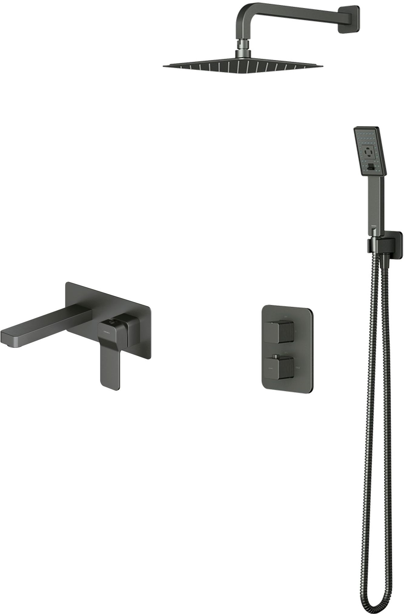 Zestaw Omnires Slide zestaw prysznicowy podtynkowy termostatyczny z deszczownicą i baterią umywalkową podtynkową grafit (SL7715GR, ... - Wysyłka w 24h