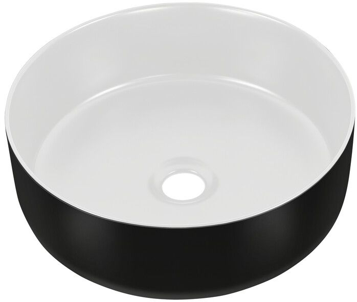 Comad Simple umywalka 36 cm okrągła nablatowa biała/czarna UM-6259 SIMPLE 8.