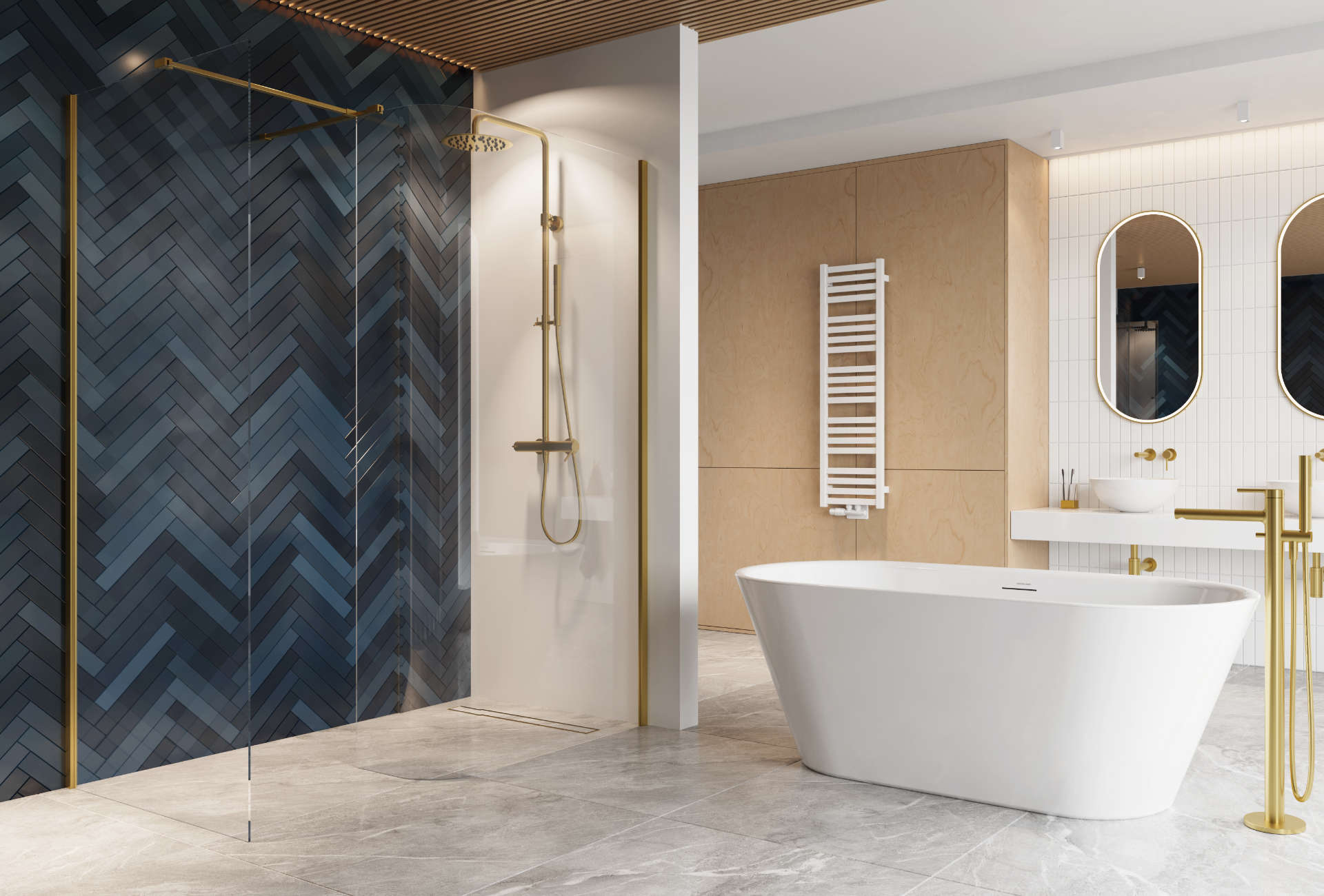 Excellent Vidoq ścianka prysznicowa walk-in 93 cm złoty szczotkowany/szkło przezroczyste KAEX.1507.930.LP.GB