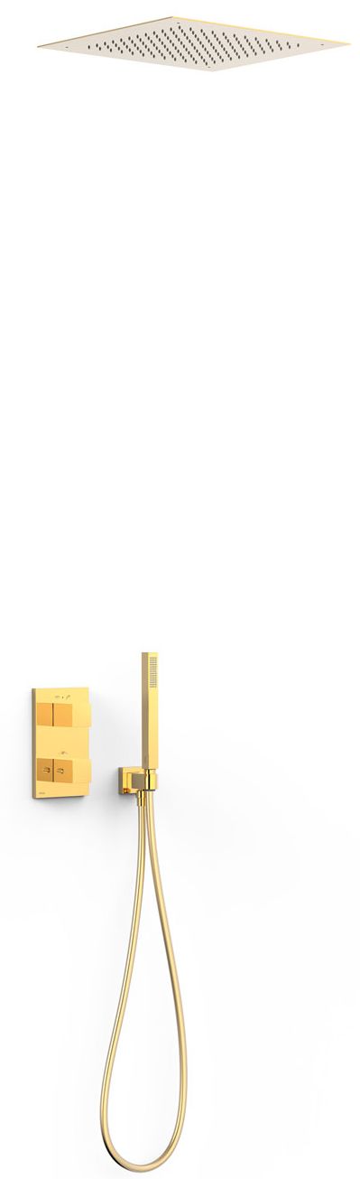 Tres Therm-Box zestaw prysznicowy podtynkowy termostatyczny z deszczownicą złoty połysk 24-K 00625005OR