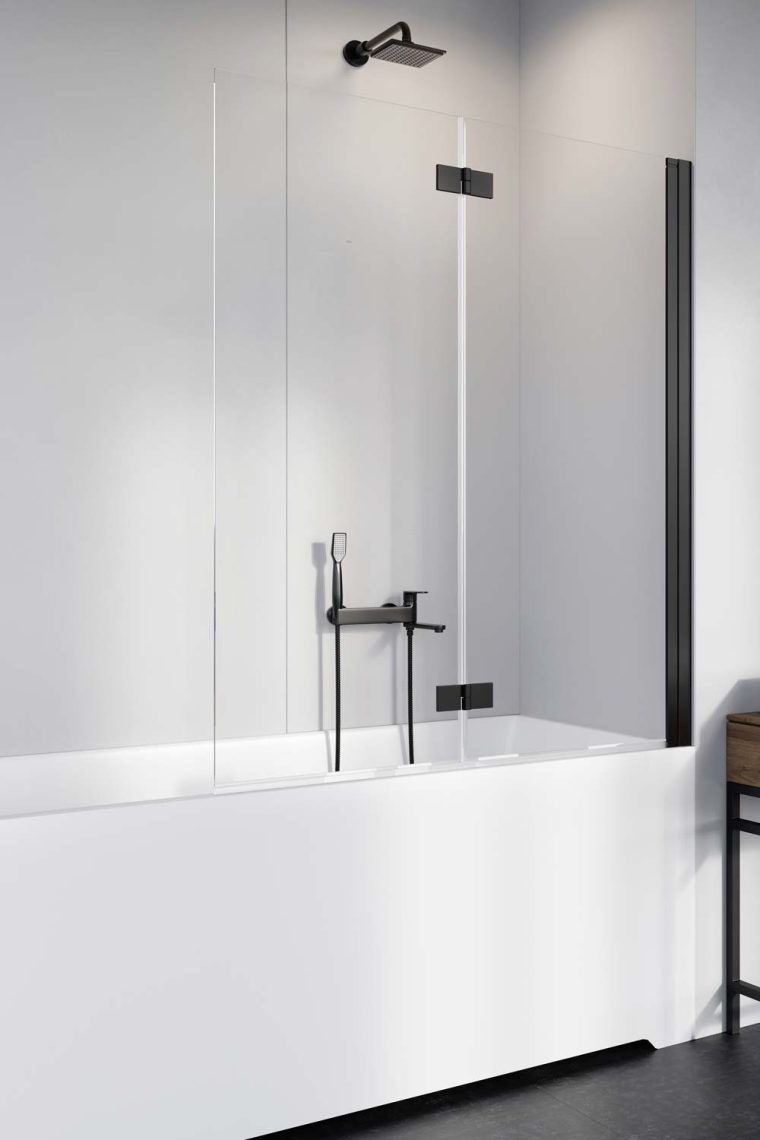 Radaway Nes Black PND I parawan nawannowy 100 cm lewy czarny mat/szkło przezroczyste 10010100-54-01L