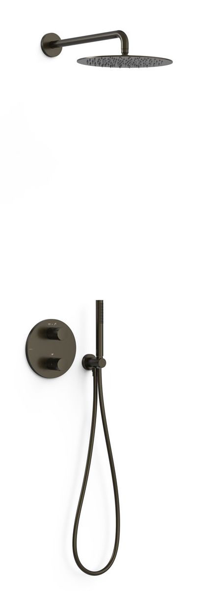 Tres Therm-Box zestaw prysznicowy podtynkowy termostatyczny z deszczownicą czarny brąz 26225004KMB