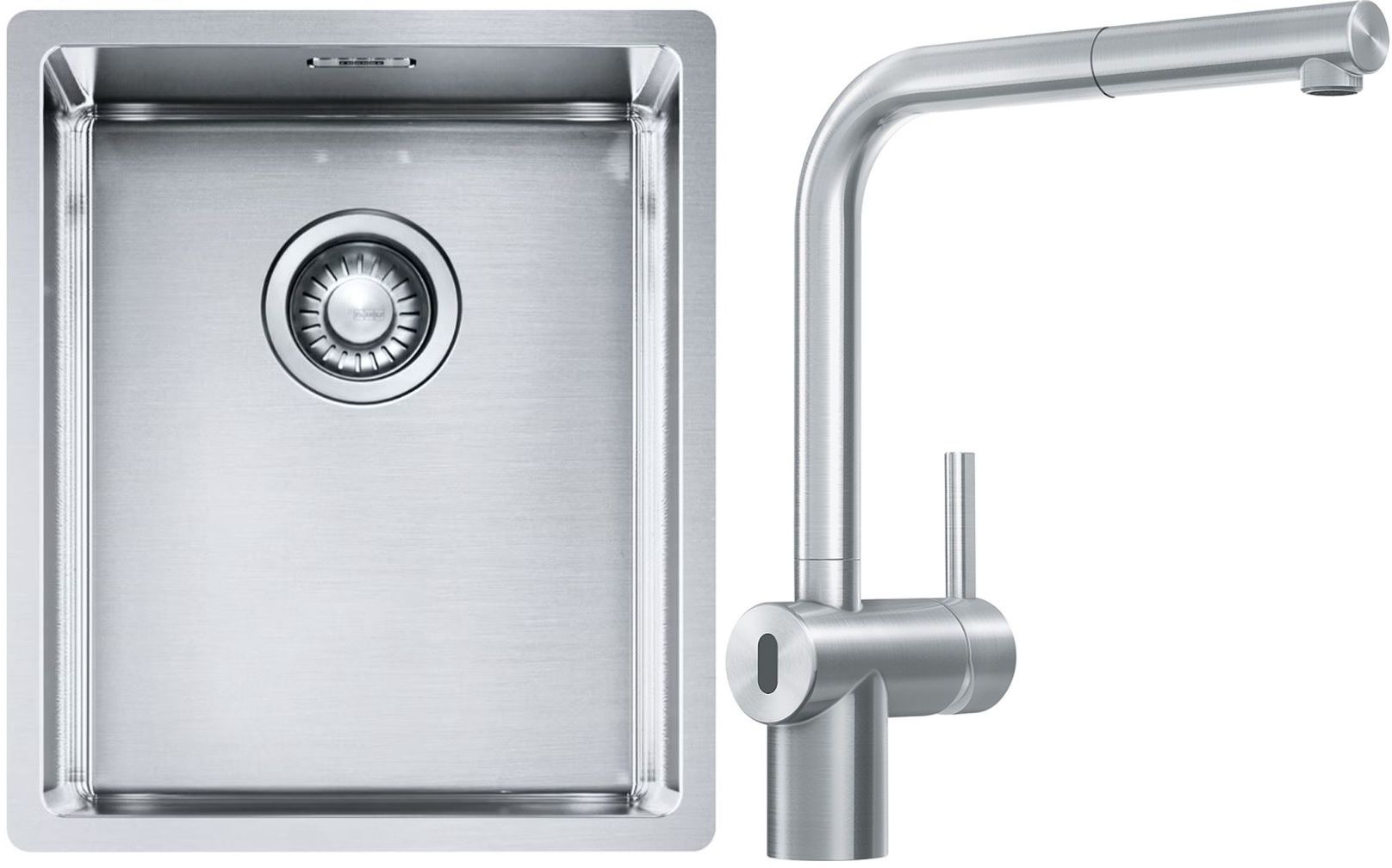 Franke Box BXX 210/110-34 zlewozmywak 38x45 cm stalowy z baterią kuchenną Atlas Neo Sensor stal szlachetna (1270453653, 1150625523)