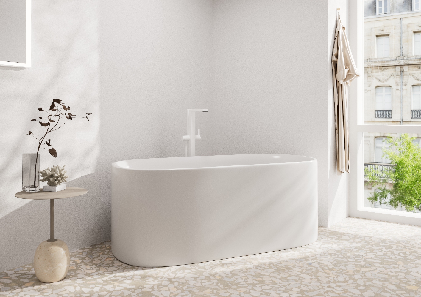 Hansgrohe Tecturis E bateria wannowo-prysznicowa wolnostojąca biały mat 73445700