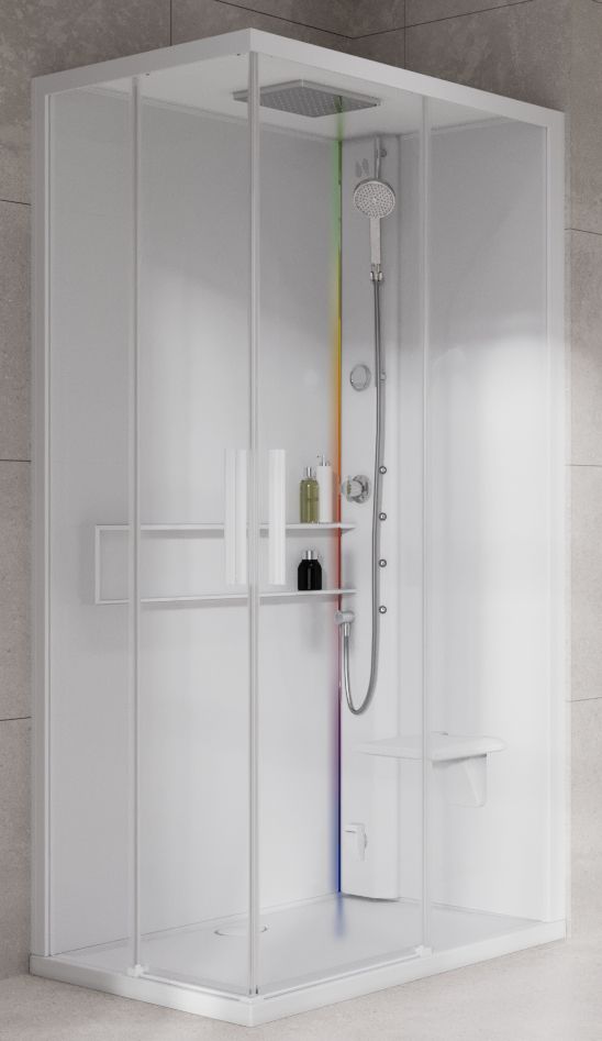 Novellini Glax 2 2.0 A kabina z hydromasażem 100x70 cm prawa parowa z brodzikiem total biała G22A107DM5-1UU