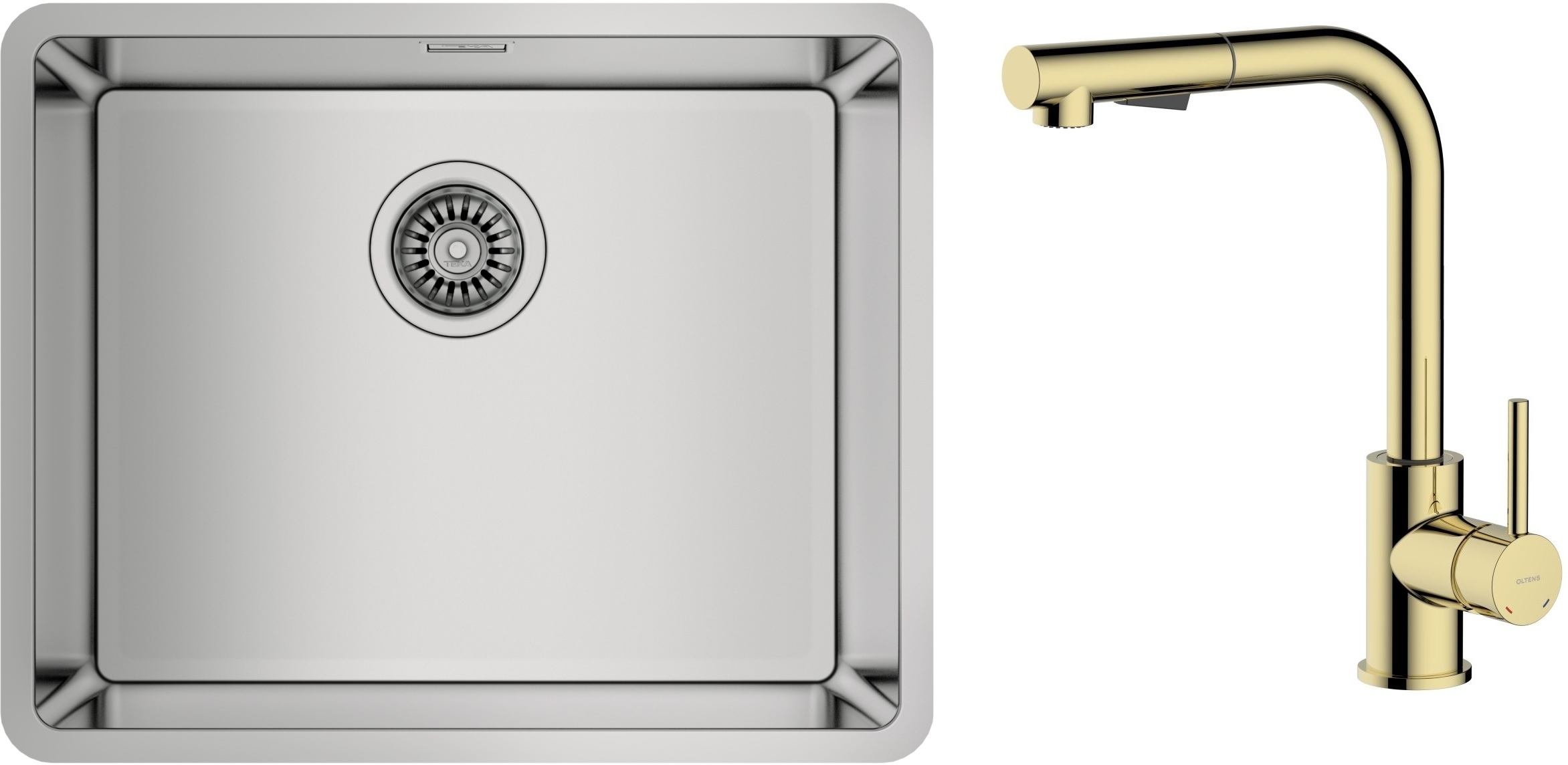 Zestaw Teka Be Linea RS15 50.40 zlewozmywak 54x44 cm z baterią kuchenną Oltens Myvat stal polerowana/złoty połysk (115000005, 35205800) - Wysyłka w 