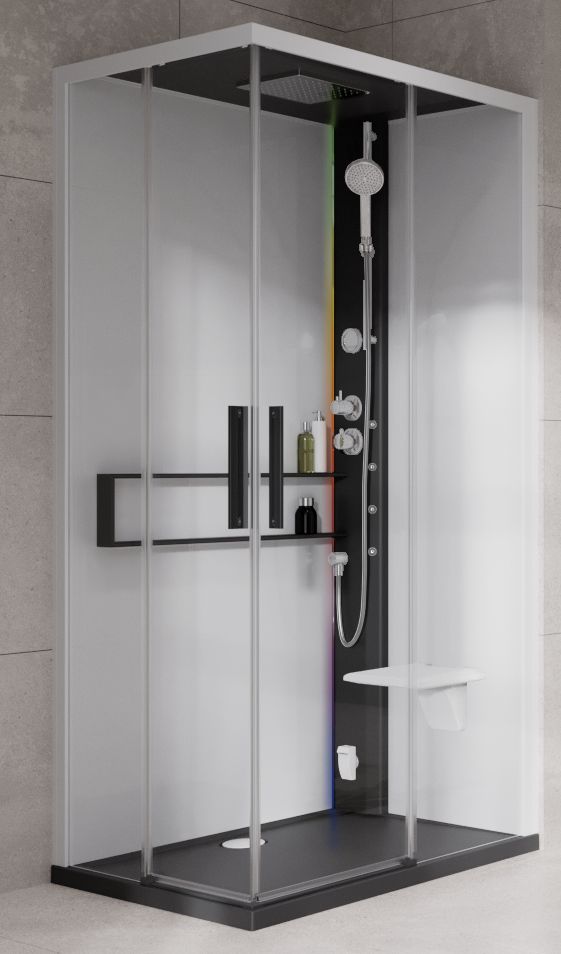 Novellini Glax 2 2.0 A kabina z hydromasażem 80x80 cm parowa z brodzikiem czarna G22A89T5-1HU