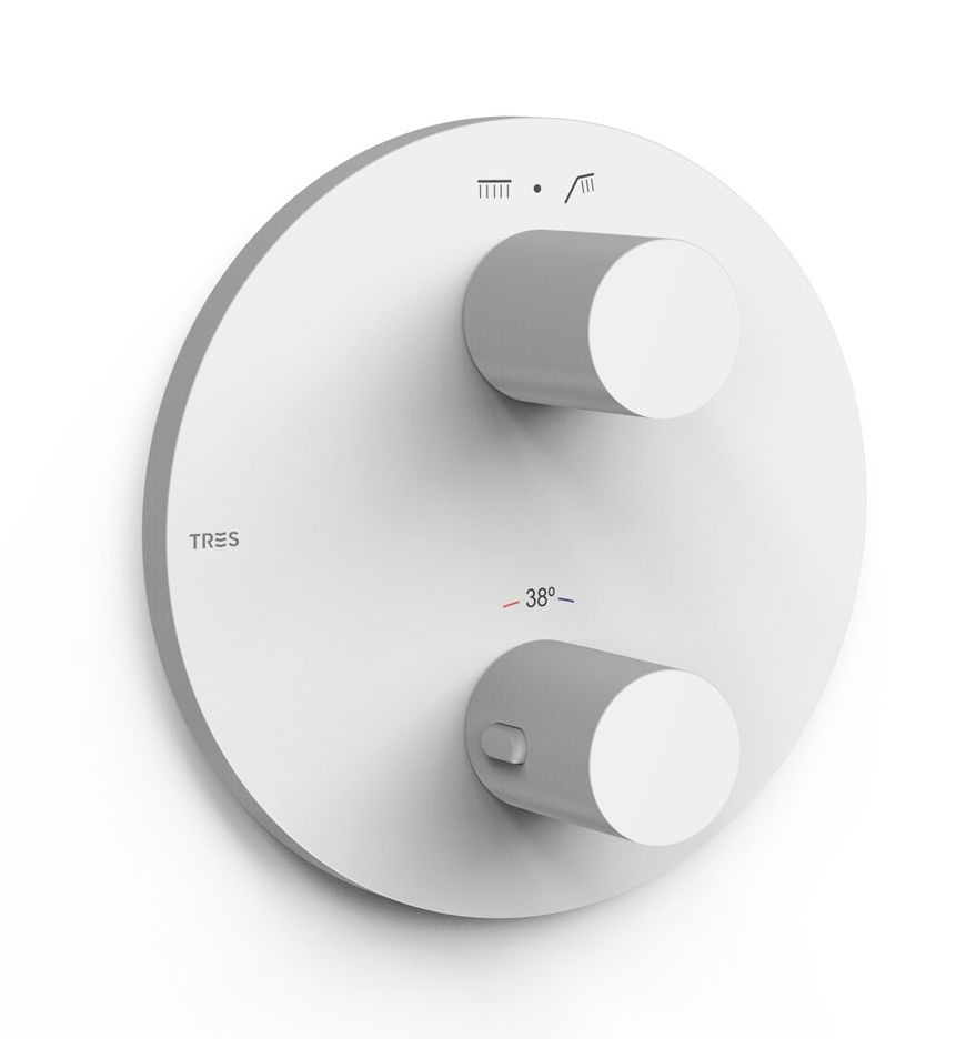 Tres Therm-Box bateria wannowo-prysznicowa podtynkowa termostatyczna biały mat 26225001BM