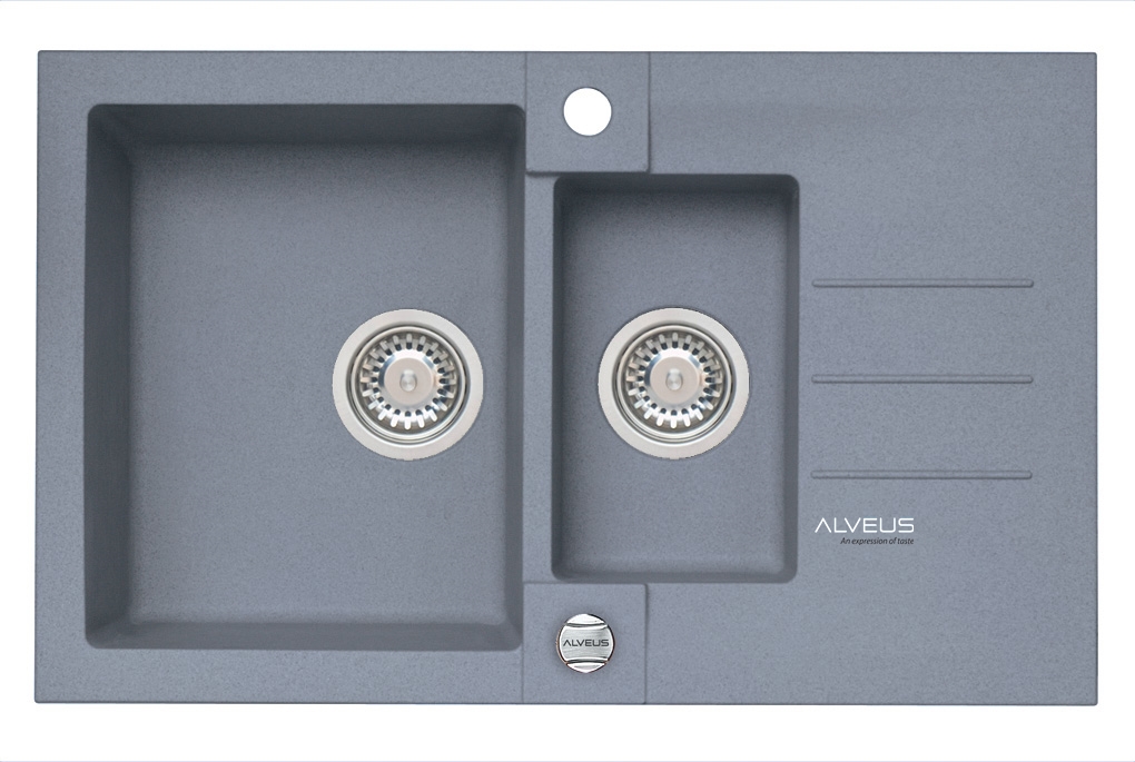 Alveus Rock 70 zlewozmywak 1,5-komorowy 78x48 cm Granital Plus steel-G04M 4217004