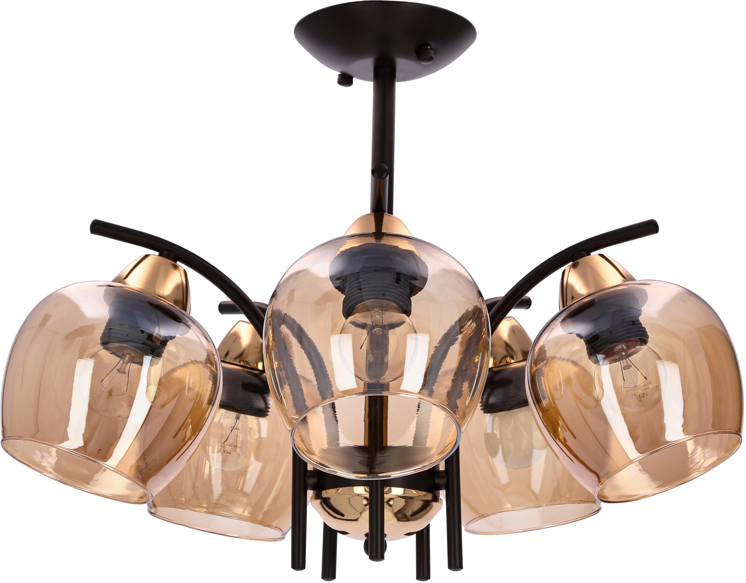 Candellux Merra lampa wisząca 5x40 W czarna-bursztynowa 35-35325