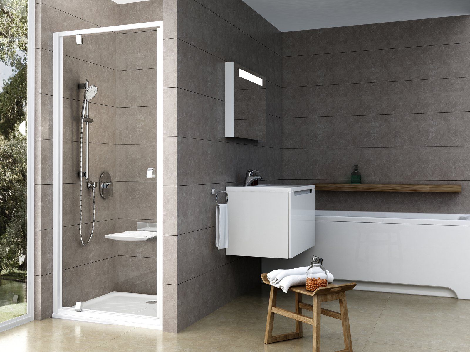 Ravak Pivot PDOP1-80 drzwi prysznicowe 80 cm biały/szkło przezroczyste 03G40100Z1