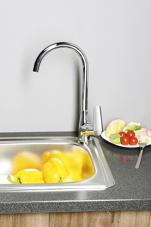 Aqualine Lotta bateria kuchenna stojąca z obrotową wylewką chrom LT603