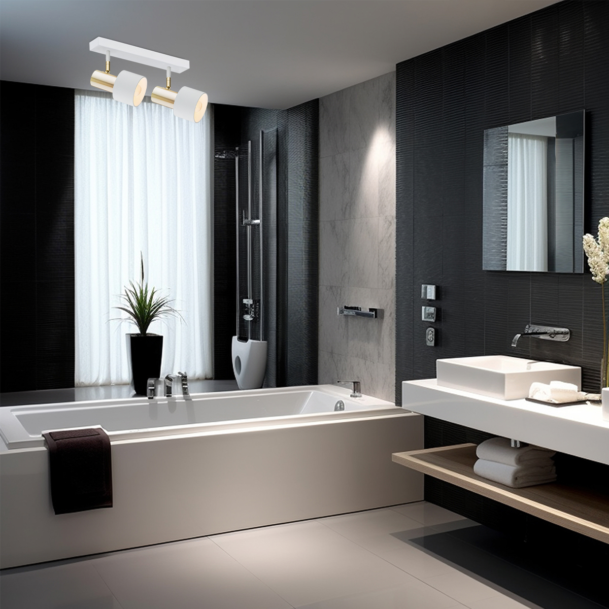 Argon Doria lampa podsufitowa 2x15W biały/mosiądz 927