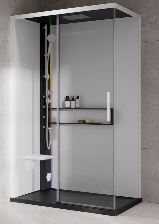 Novellini Glax 2 2.0 2P kabina z hydromasażem 120x90 cm parowa z brodzikiem lewa czarna G222P290ST5-1HU