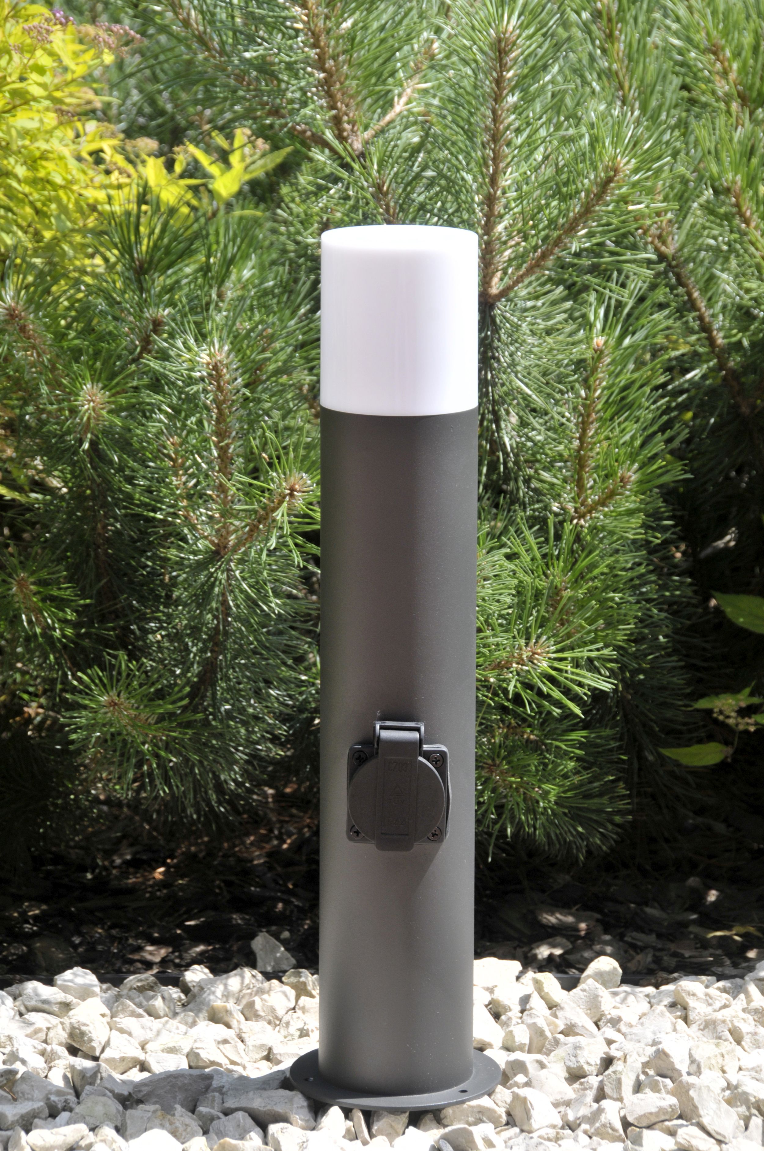 Goldlux Dallas lampa stojąca zewnętrzna 1x12 W biała-grafitowa 315991