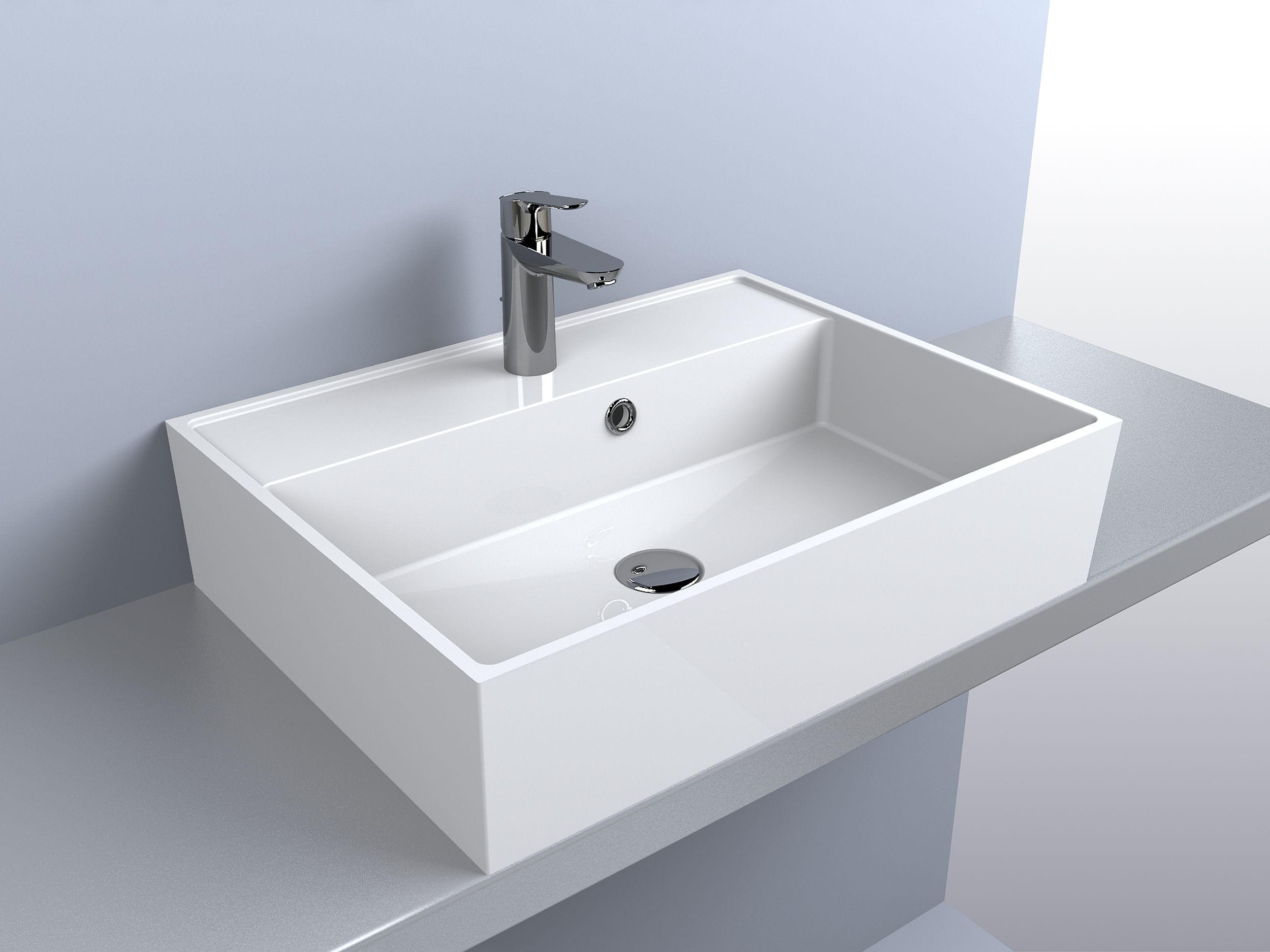 Miraggio Crass umywalka 60x46 cm nablatowa prostokątna biały połysk 0001870