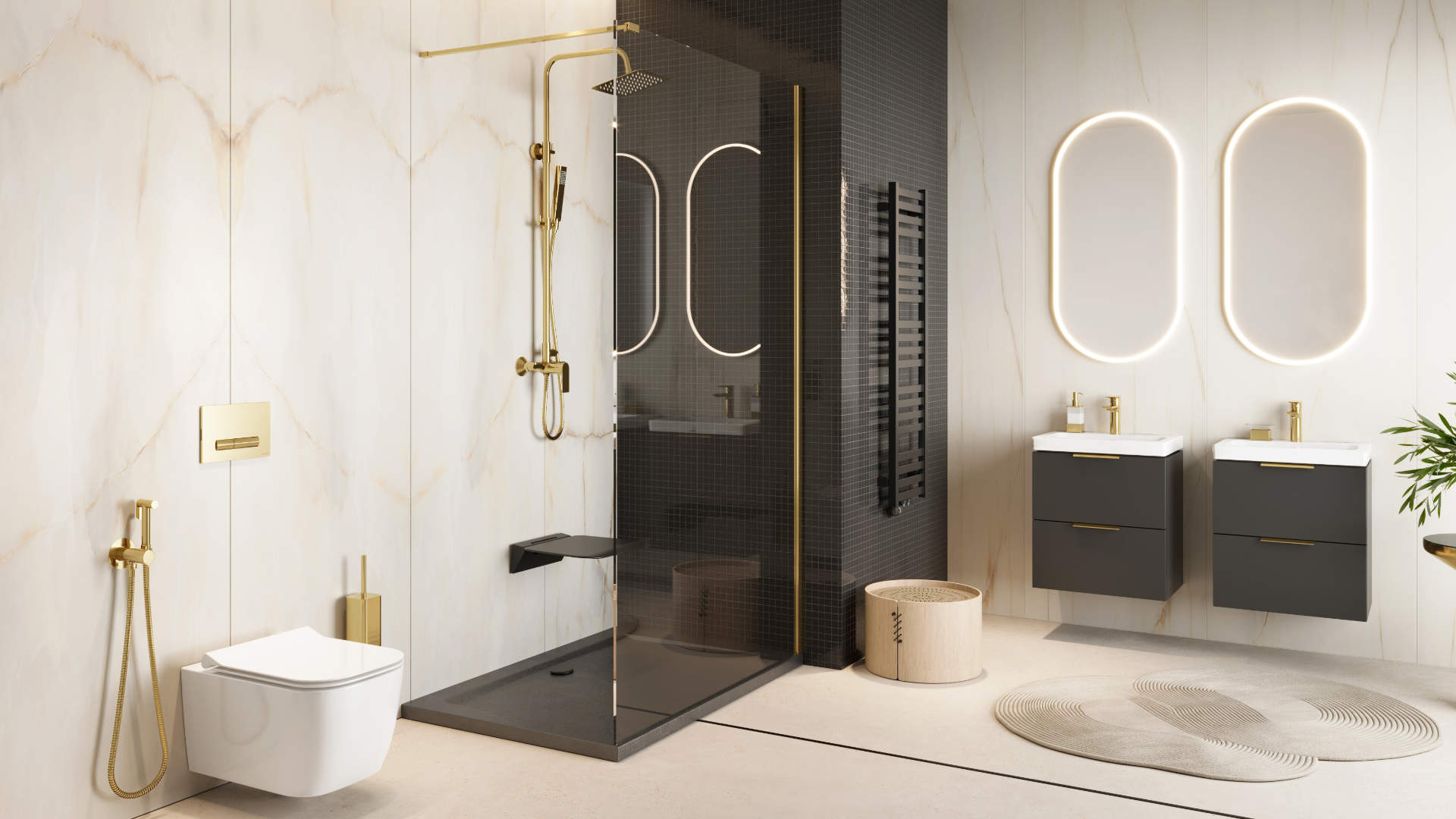 Excellent Glad zestaw prysznicowy ścienny z deszczownicą złoty ARNL.1181GL