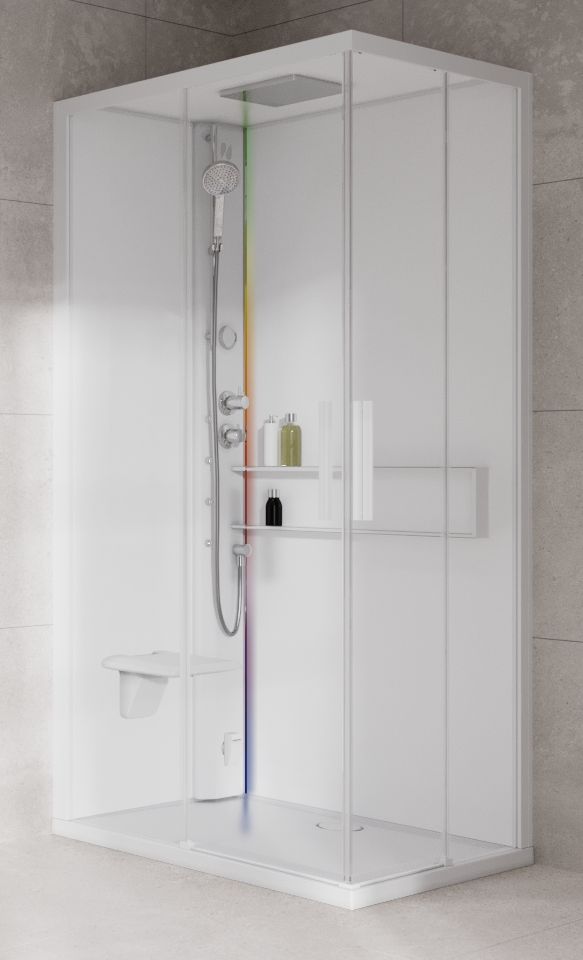 Novellini Glax 2 2.0 A kabina z hydromasażem 90x70 cm lewa parowa z brodzikiem total biała G22A9070ST5-1UU