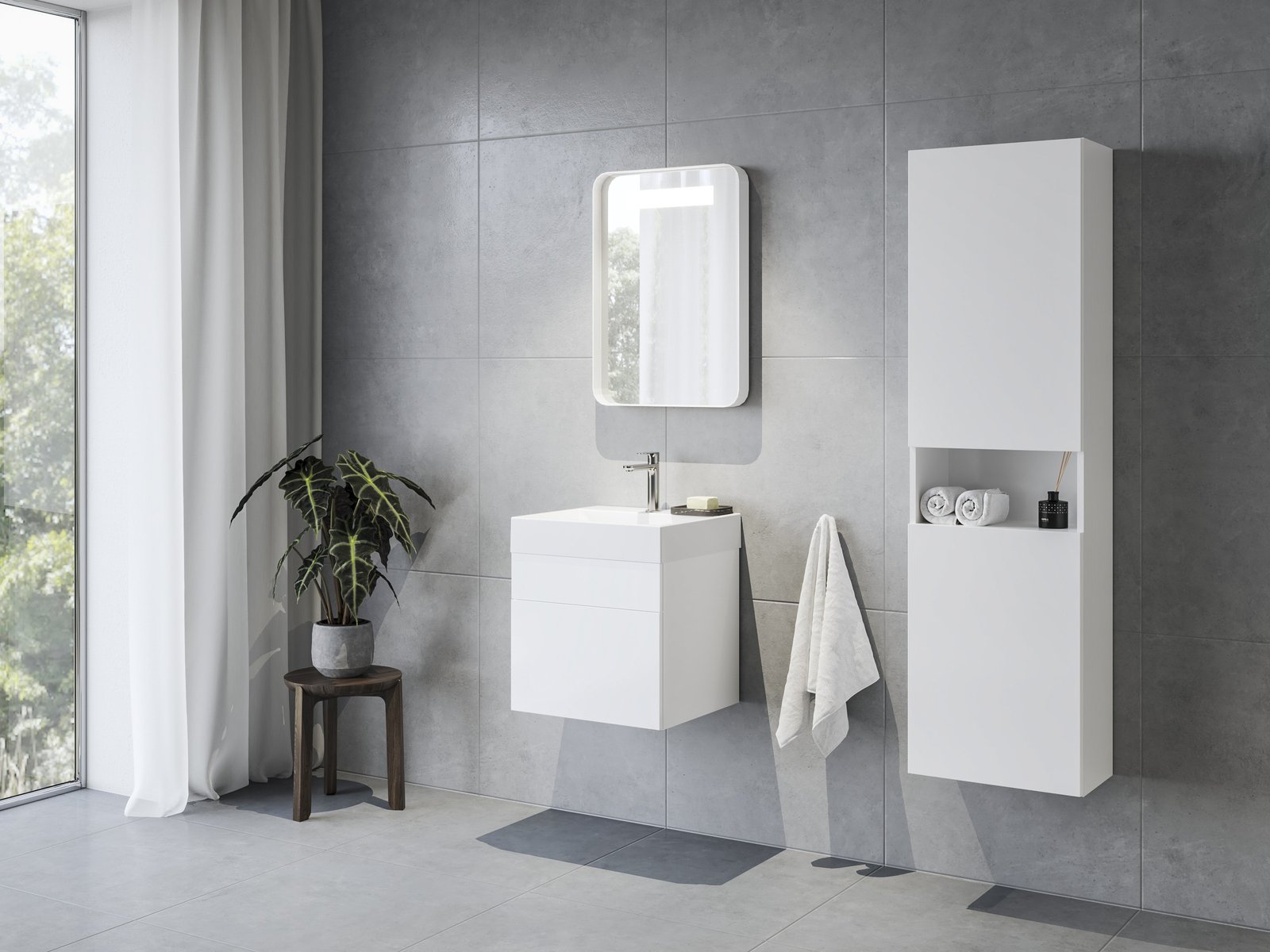 Ravak Natural szafka 80 cm podumywalkowa wisząca biały połysk X000001052