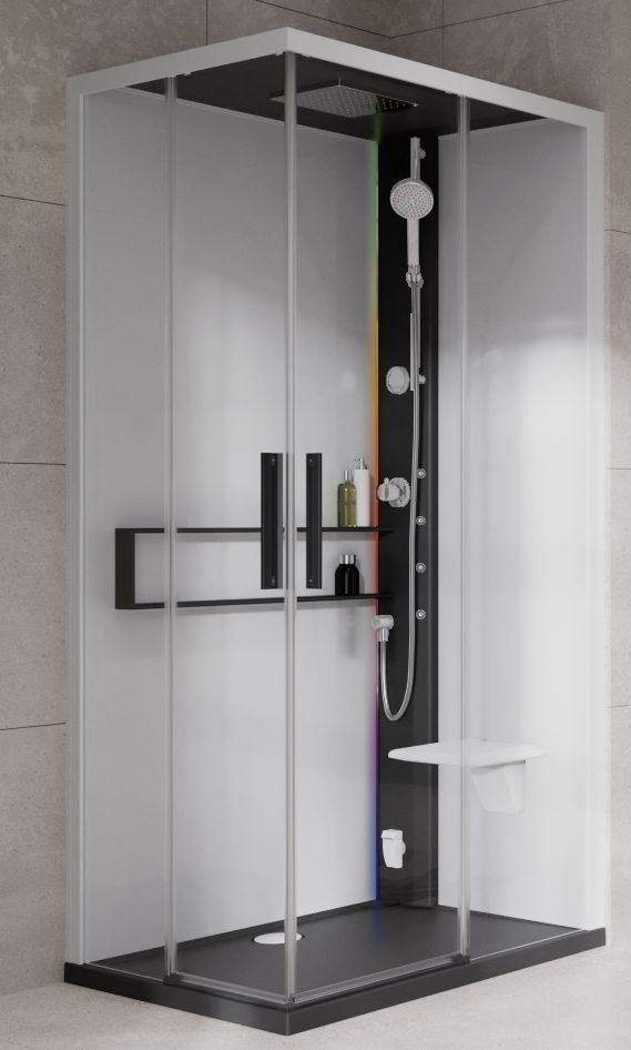 Novellini Glax 2 2.0 A kabina z hydromasażem 100x100 cm parowa z brodzikiem czarna G22A109M5-1HU