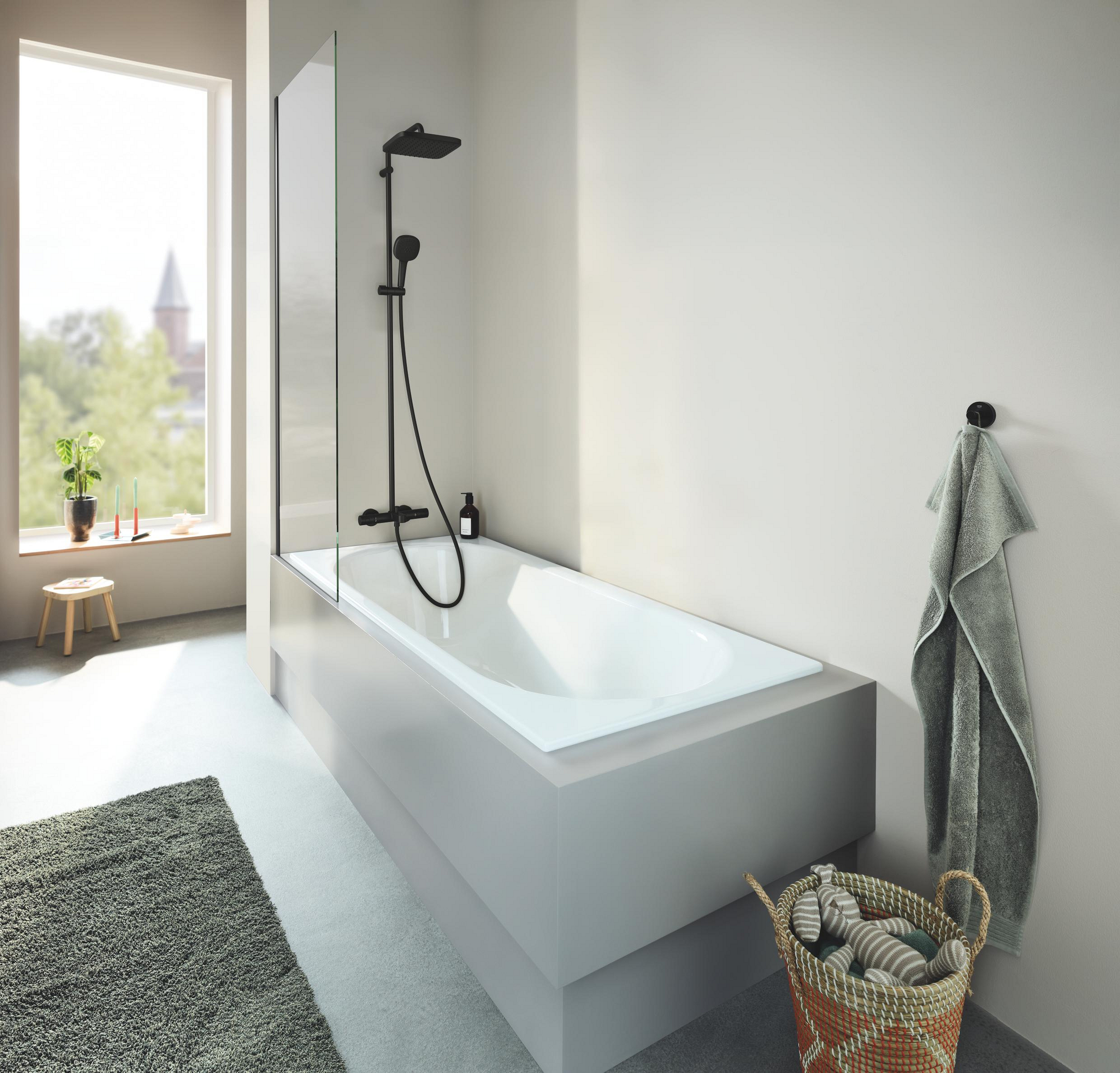 Grohe Vitalio Comfort 250 zestaw wannowo-prysznicowy ścienny termostatyczny z deszczownicą czarny mat 269842431 - Wysyłka w 24h