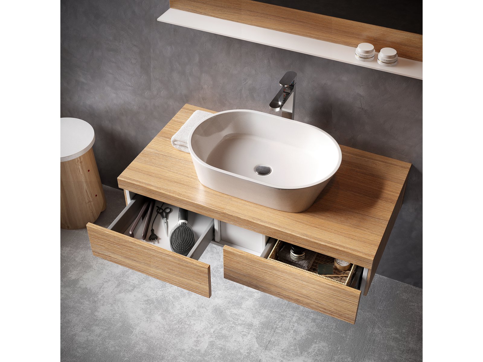 Ravak Formy szafka 120x55x22 cm podumywalkowa wisząca dąb X000001034