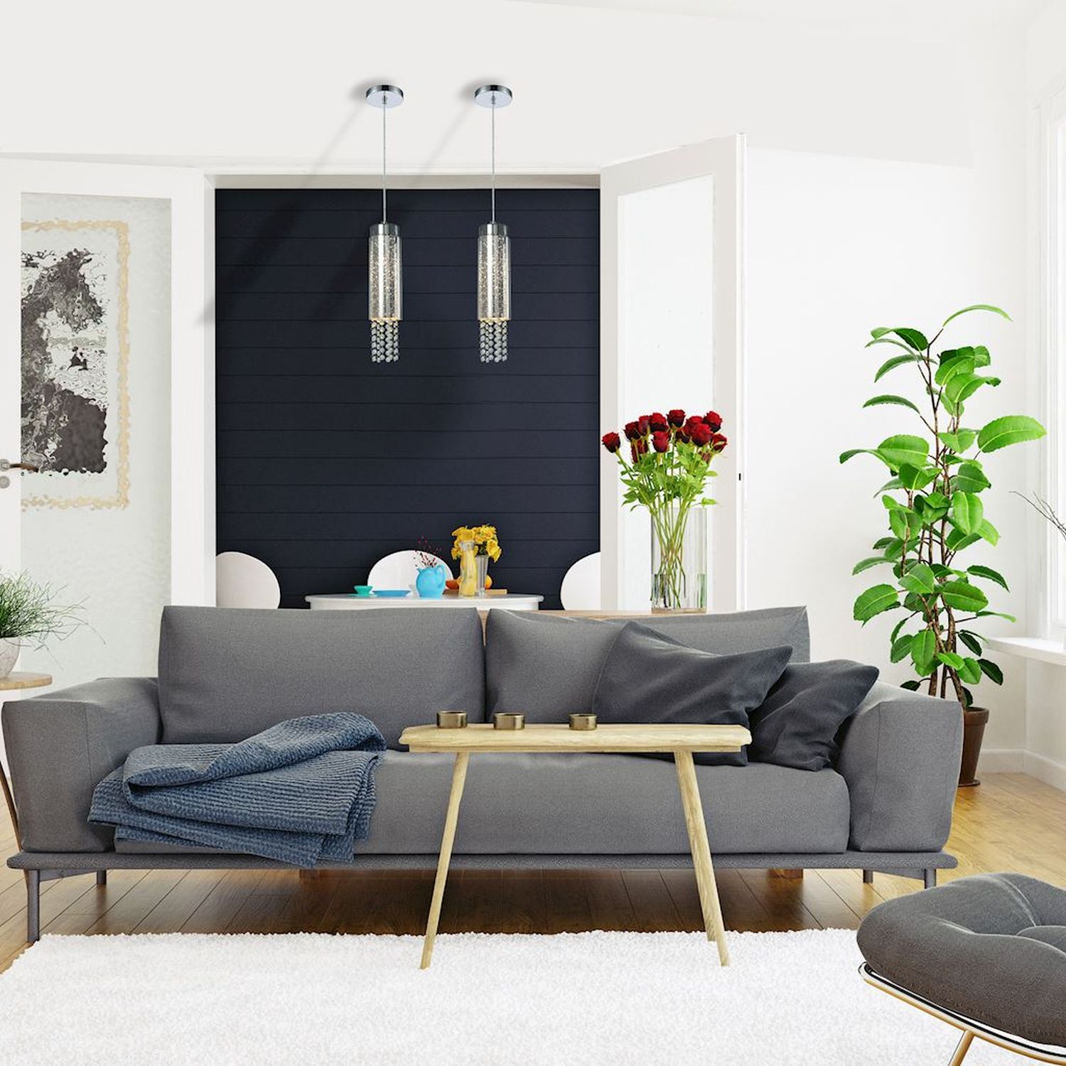 Milagro Moonlight lampa wisząca 1x40W chrom/kryształ ML4363