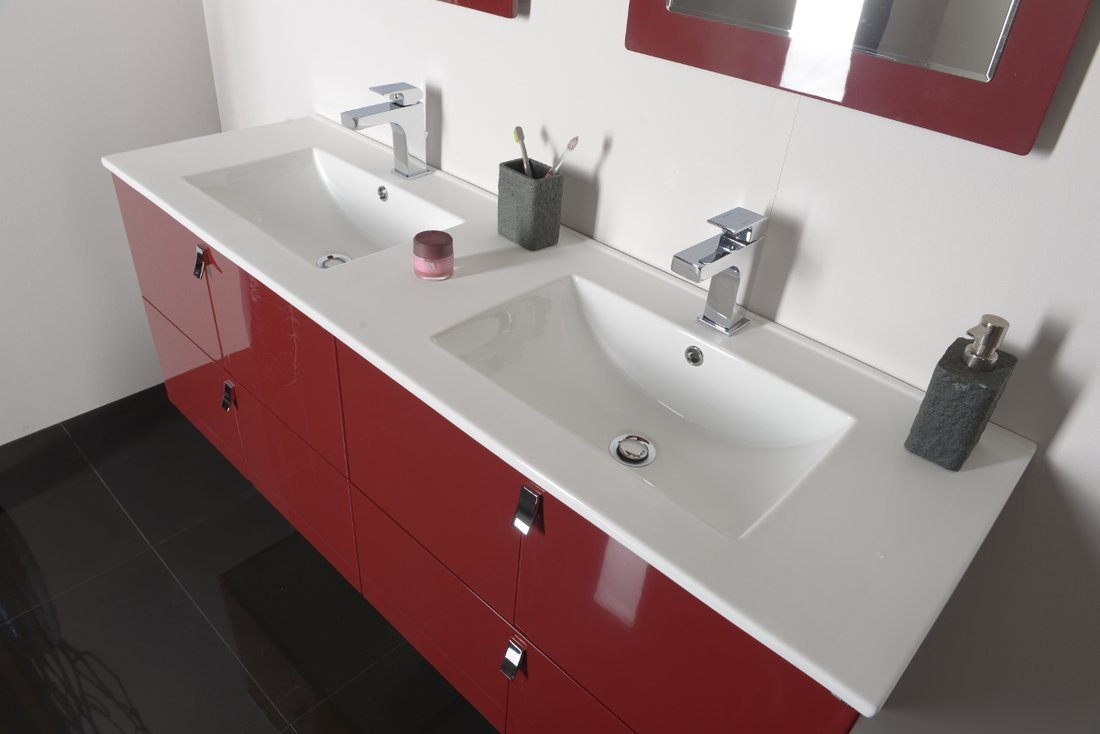 Sapho Slim umywalka 120x46 cm meblowa prostokątna podwójna biała 1601-120