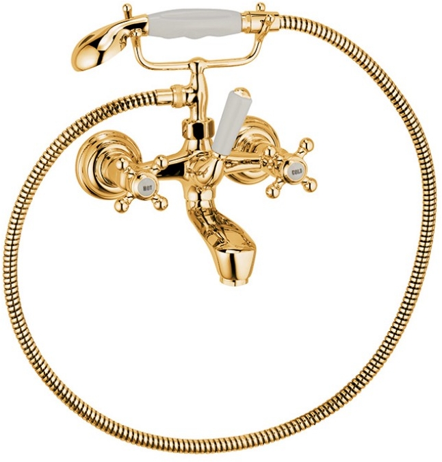 Kludi 1926 bateria wannowo-prysznicowa ścienna pozłacana 514414520