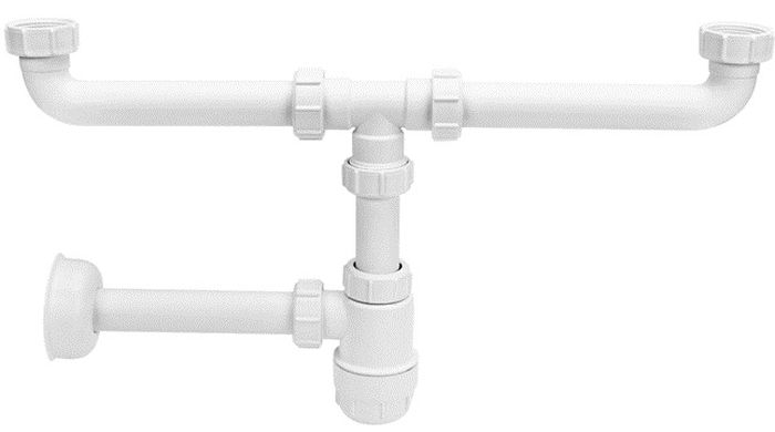 McAlpine syfon do umywalki podwójny biały HC2+PIPE