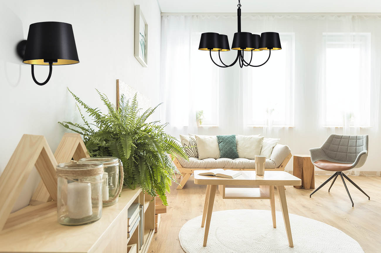 Kaja Sasto kinkiet 1x40W czarny/złoty K-4337