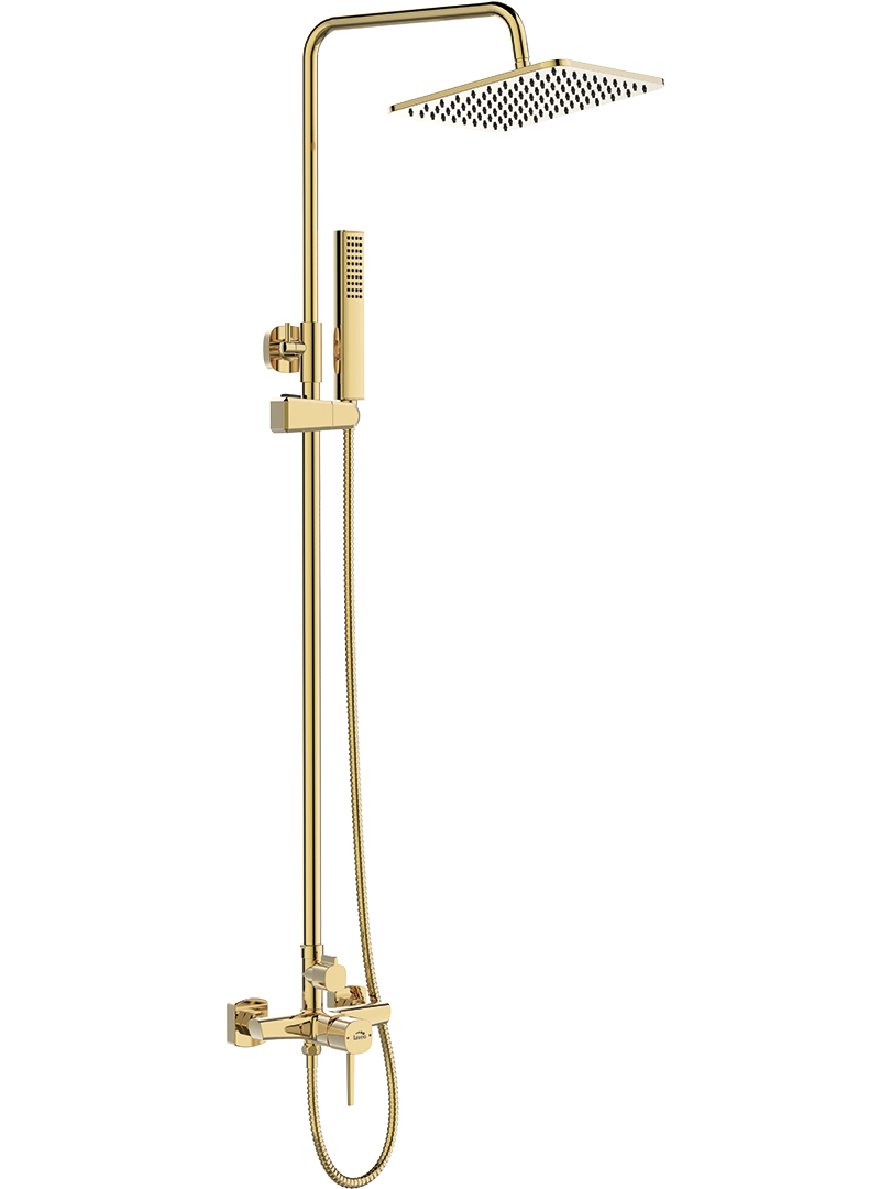 Laveo Pola zestaw prysznicowy ścienny z deszczownicą złoty PLAG0KX