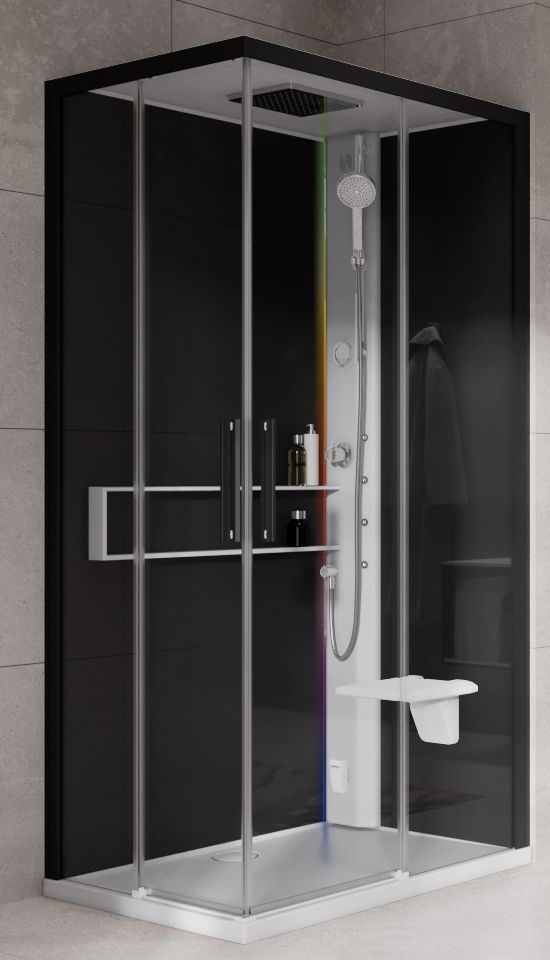 Novellini Glax 2 2.0 A kabina z hydromasażem 100x80 cm prawa parowa z brodzikiem biała G22A108DM5-1UH