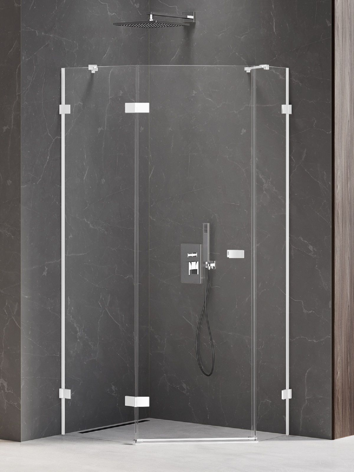 New Trendy Avexa White kabina prysznicowa 100x80 cm pięciokątna lewa biały mat/szkło przezroczyste EXK-3871