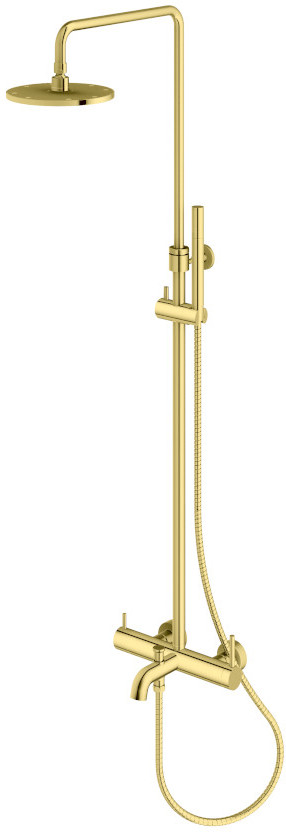 Kohlman Axel Gold zestaw wannowo-prysznicowy ścienny z deszczownicą złoty QW277AGD