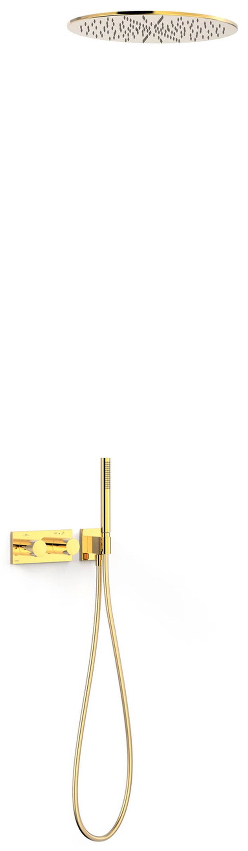 Tres B-System zestaw prysznicowy podtynkowy termostatyczny z deszczownicą złoty połysk 30735206OR