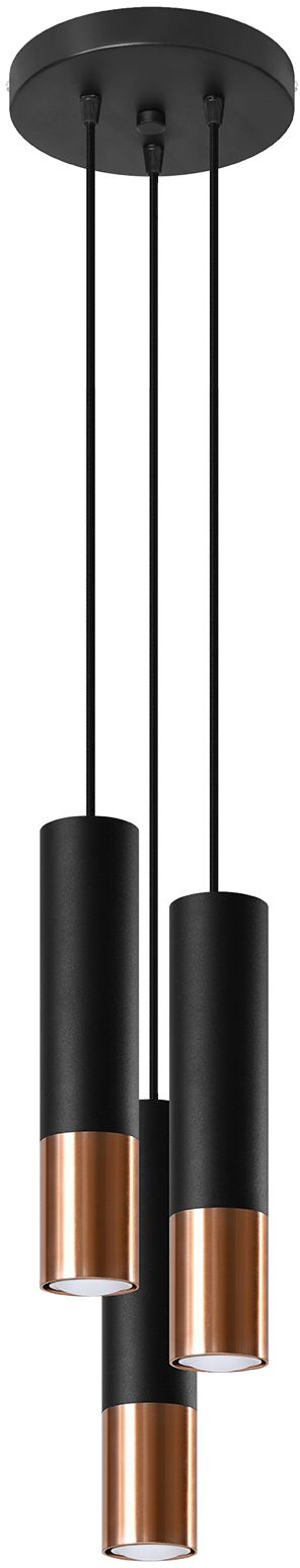 Sollux Lighting Loopez lampa wisząca 3x40W czarna/miedź SL.0949