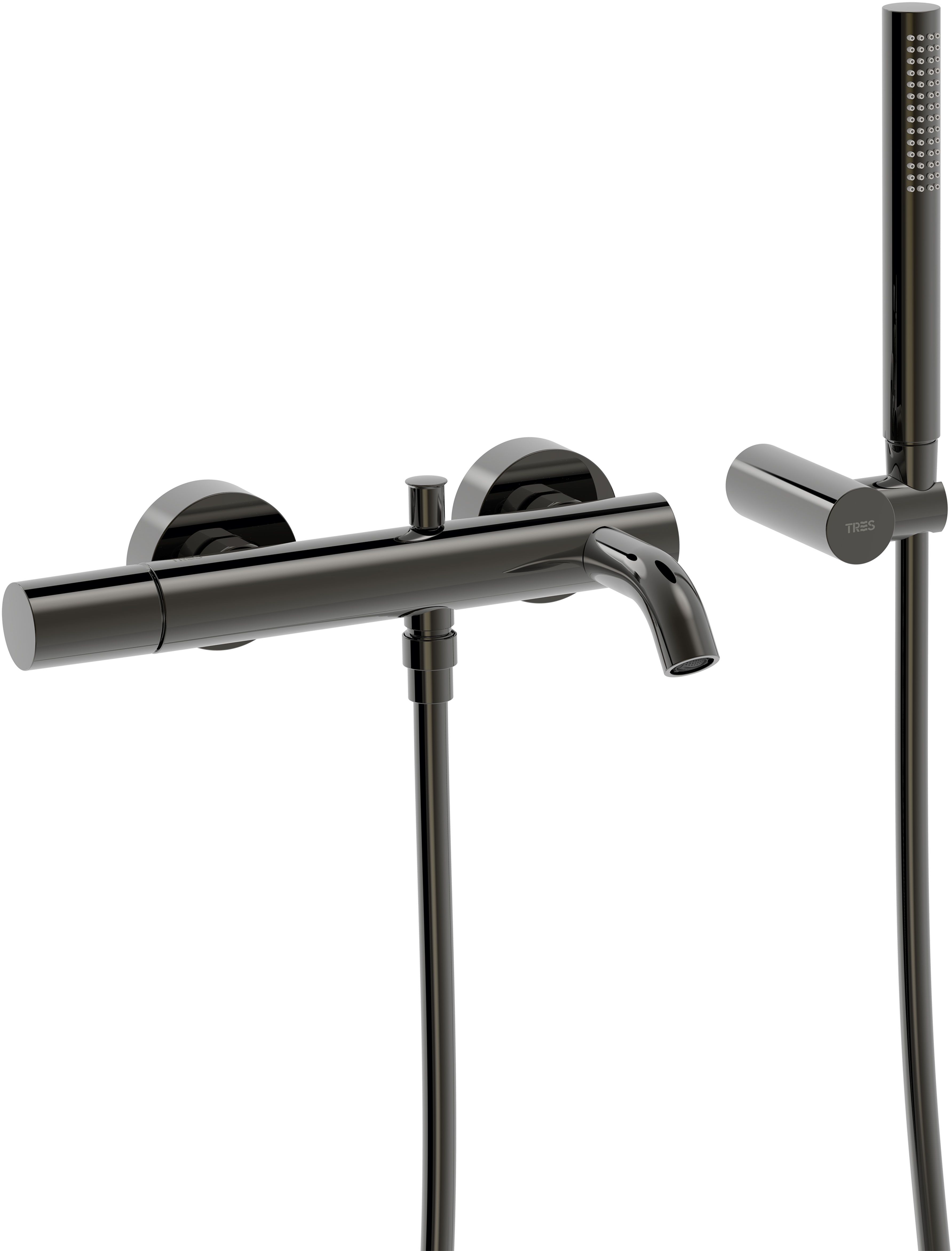 Tres Study Exclusive bateria wannowo-prysznicowa ścienna czarny metalizowany 26117001KM