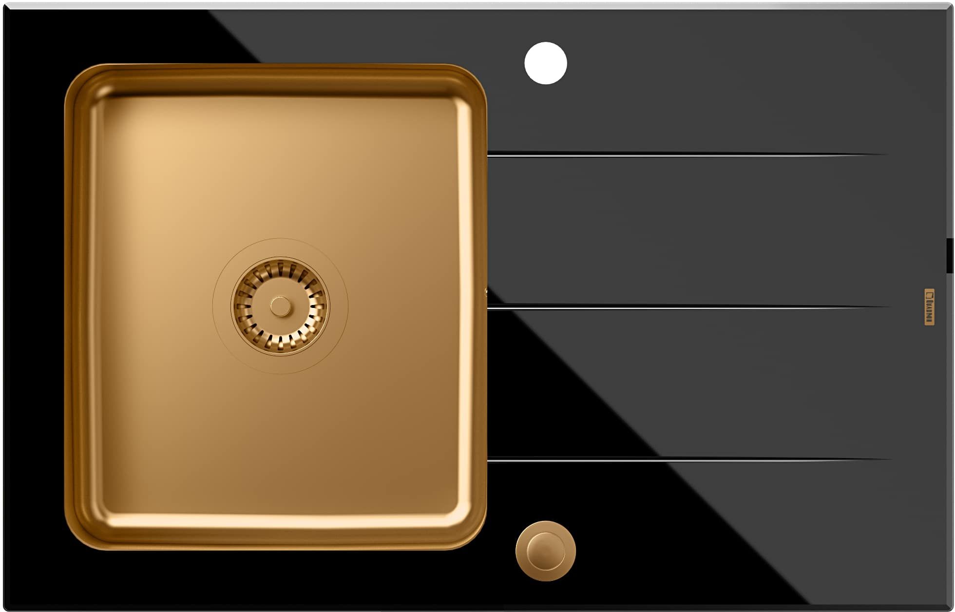 Quadron Ford zlewozmywak szklano-stalowy 78x50 cm czarny HB3578SC3C1_P2O