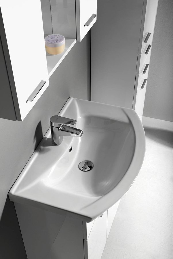 Aqualine Zero umywalka 65x46 cm półokrągła ścienna-meblowa biała 6065