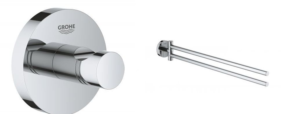 Zestaw Grohe Essentials wieszaki na ręcznik 2 szt chrom (40364001, 40371001) - Wysyłka w 24h