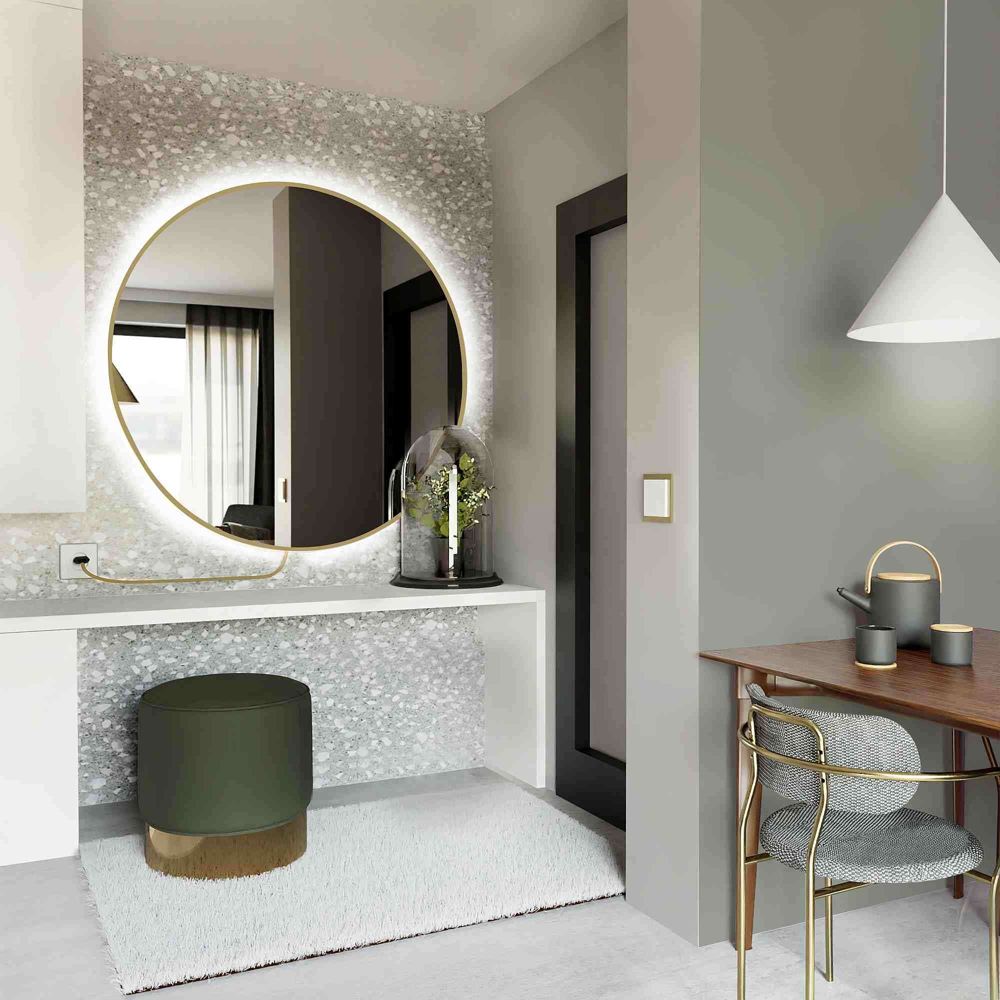 Baltica Design Electra lustro 60 cm okrągłe z oświetleniem LED złote barwa zimna