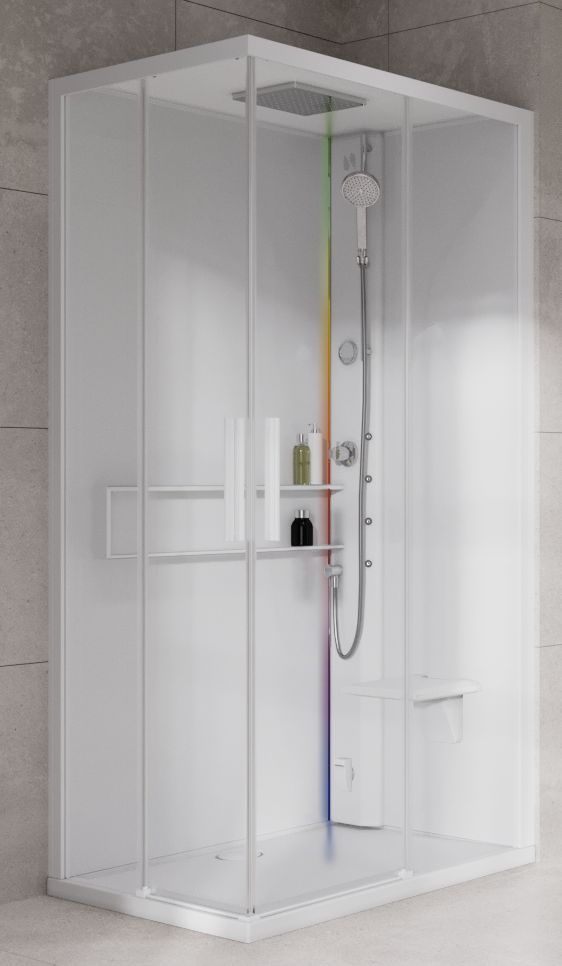 Novellini Glax 2 2.0 A kabina z hydromasażem 90x90 cm parowa z brodzikiem total biała G22A99M5-1UU