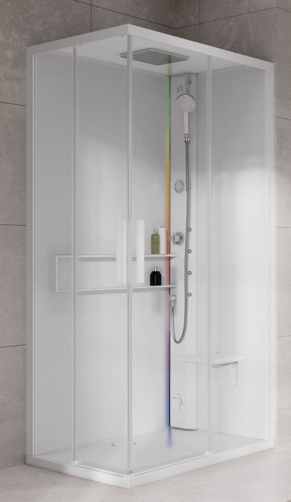 Novellini Glax 2 2.0 A kabina z hydromasażem 100x70 cm prawa parowa z brodzikiem total biała G22A197DM5-1UU