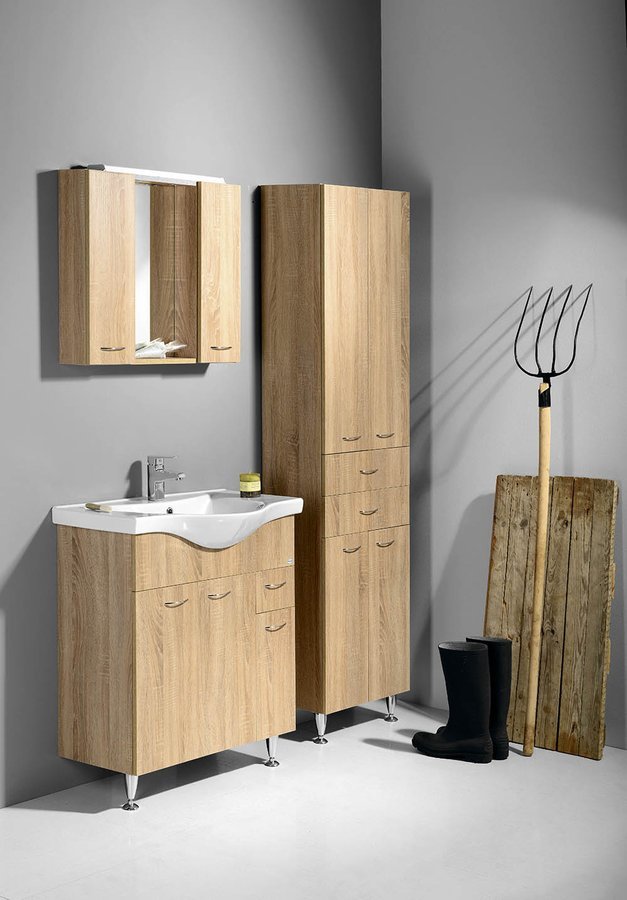 Aqualine Keramia Fresh szafka 75 cm podumywalkowa wisząca dąb platin 50083