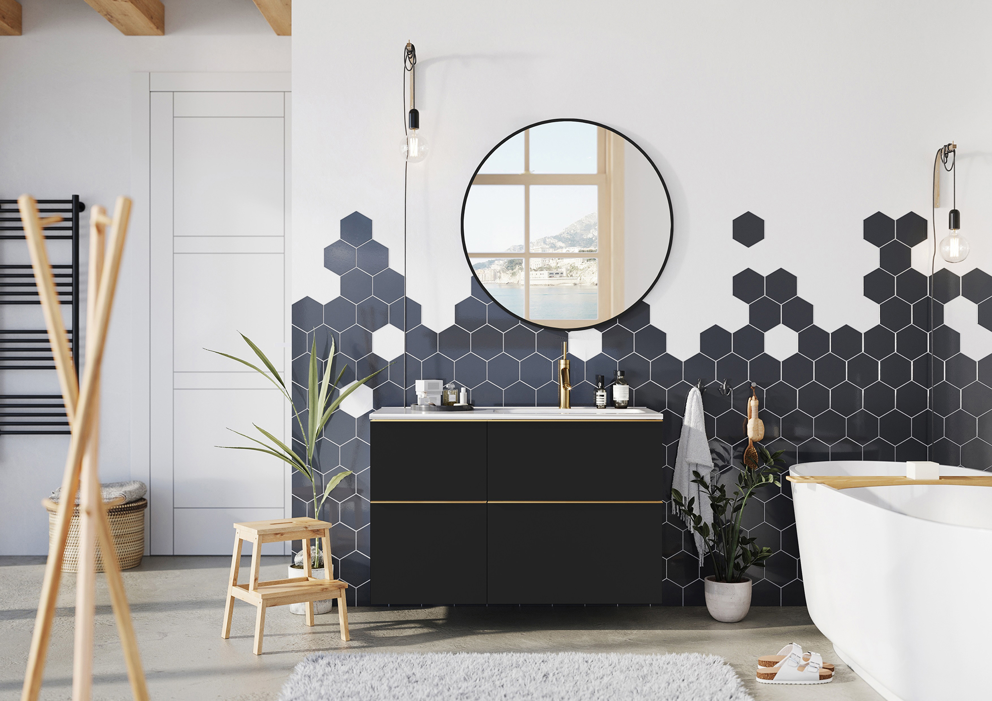 Elita Look szafka 40x44,9x63,5 cm boczna wisząca black matt RE080401027160