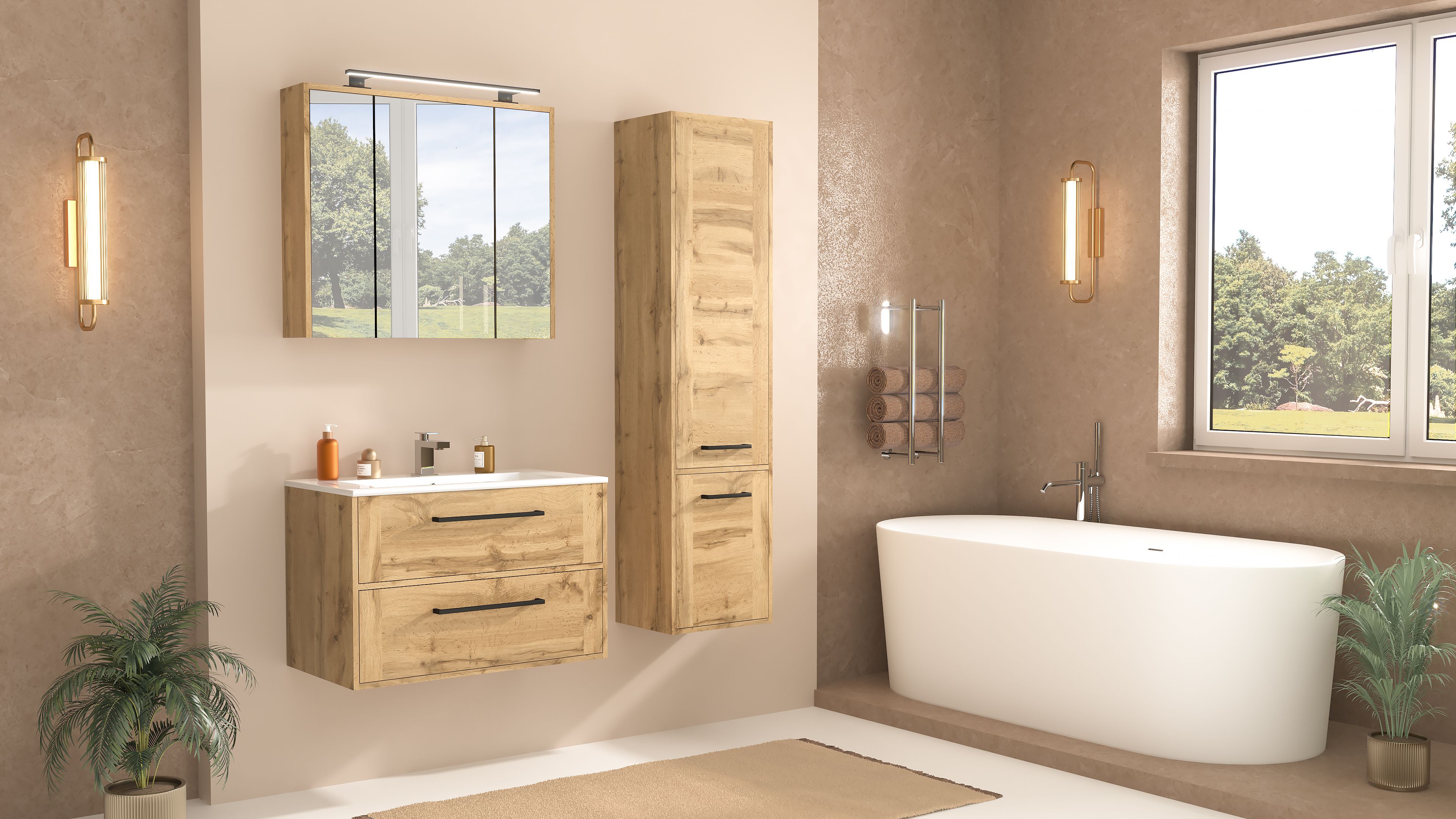 Astor Vivien szafka 40x34x163 cm boczna wisząca dąb AM-VNS-240-00