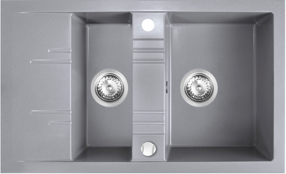 Ferro Mezzo II zlewozmywak granitowy 79x48 cm szary DRGM3/48/79GA