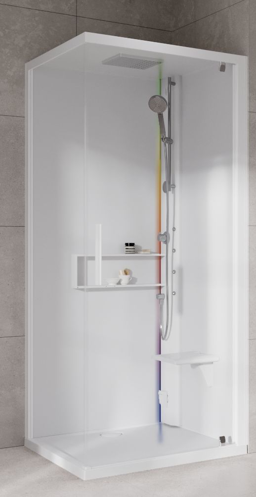 Novellini Glax 2 2.0 G+F kabina z hydromasażem 80 cm kwadratowa prawa parowa z brodzikiem total biała G22GF89DM5-1UU